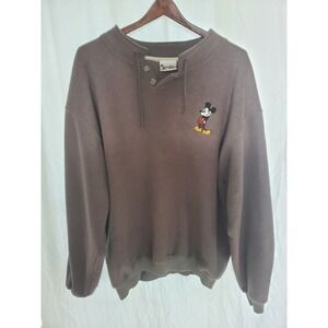 VTG Disney World Mickey Mouse Fleece Pullover Sweatshirt Adult XL USA Brown